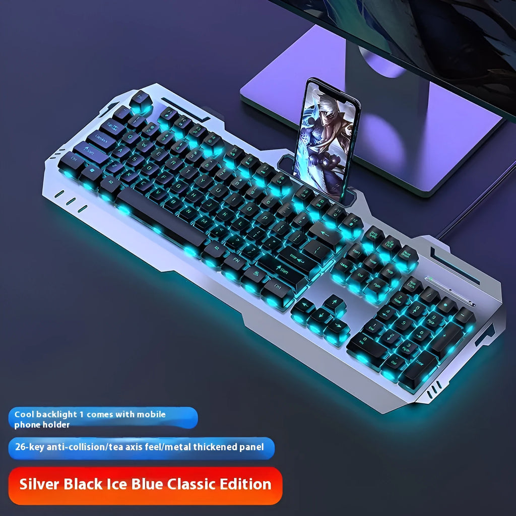 Aluminium mechanical keyboard with RGB backlighting and optional palm rest