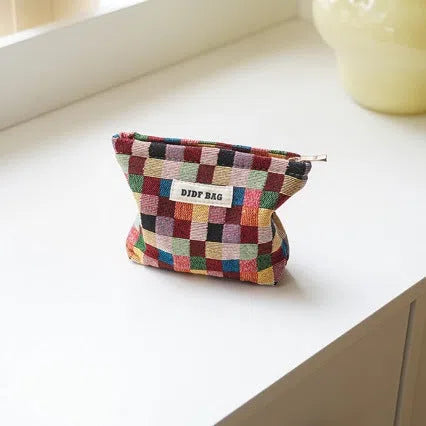 Small cotton storage bag for makeup and sanitary pads in casual style for women
