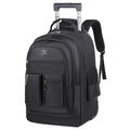 Ultra-light 16-inch Oxford cloth trolley backpack with single-directional wheels in black