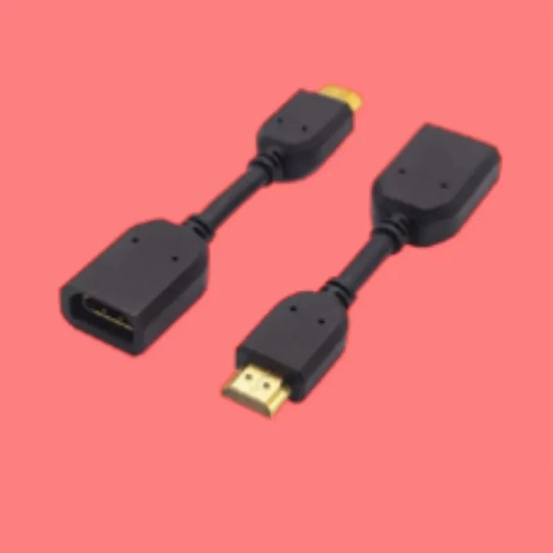Male To Female HDMI Extension Cable 10cm black with gold plated plug and TPE wire jacket