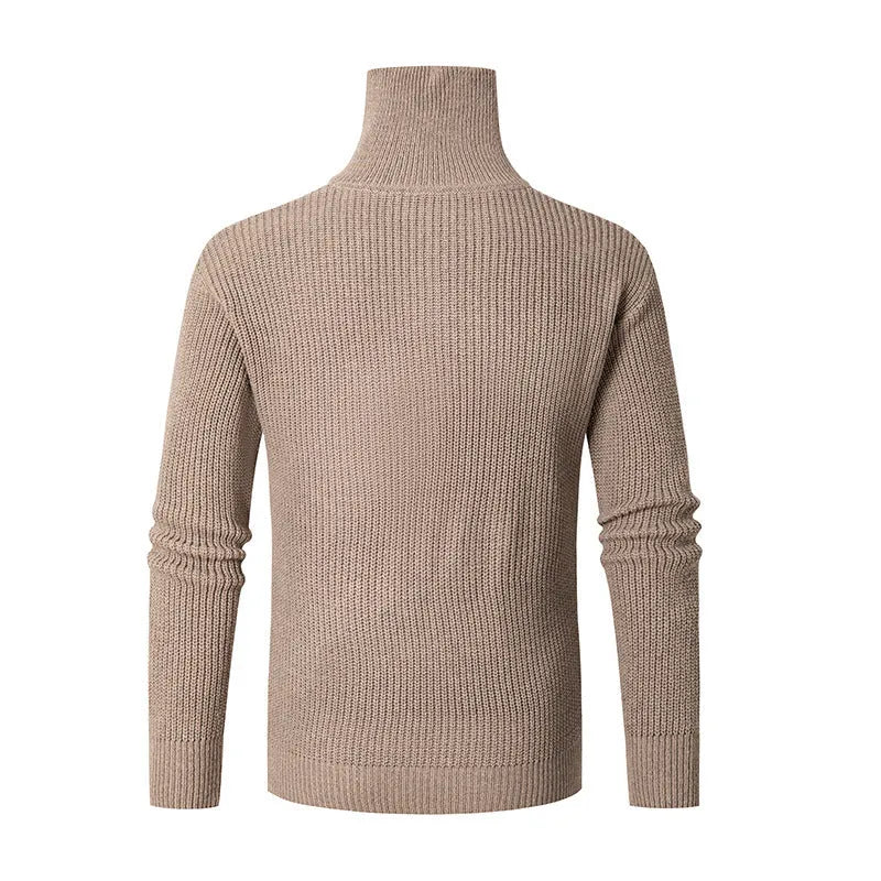 Men's slim fit polyester base layer sweater pullover in light gray, front view