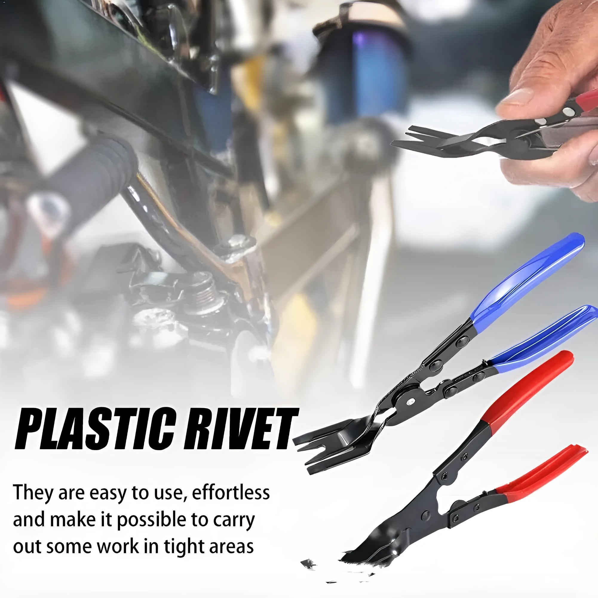 Blue automotive interior clamp removal pliers with 235mm steel construction