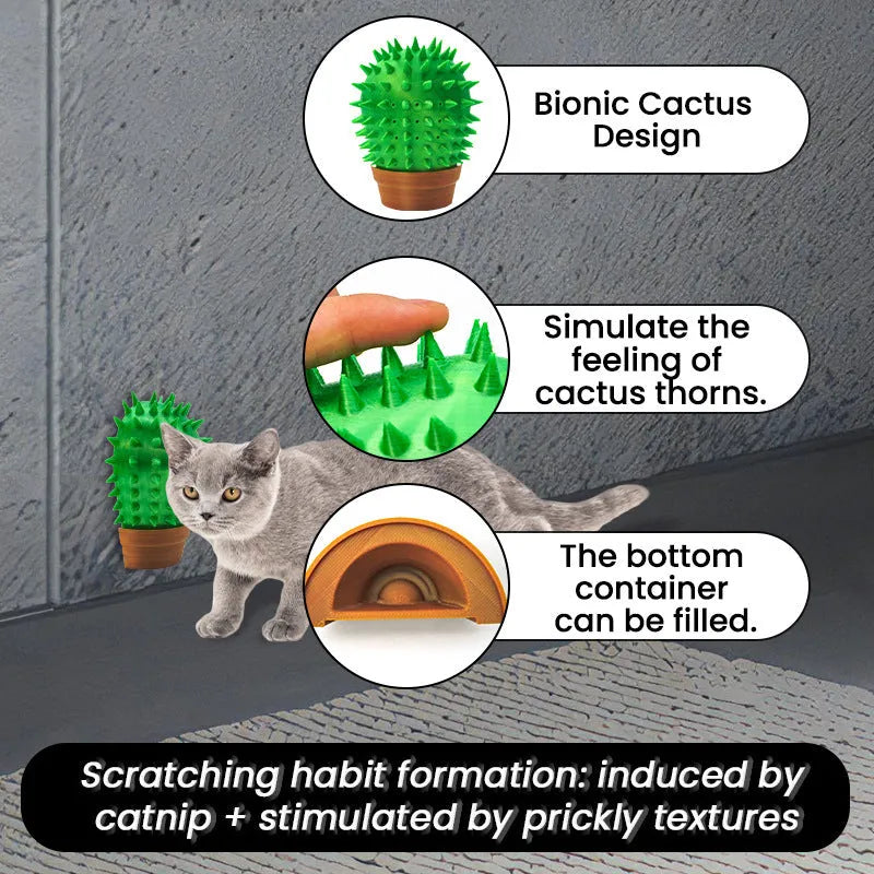 Creative Pet cactus cat scratch board in green plastic with comb feature, size 9x4x11 cm