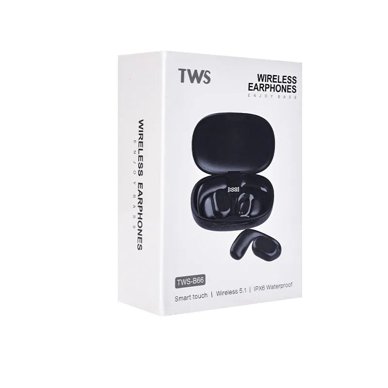 Two ear wireless Bluetooth translation earphones with noise reduction, black and white colour options