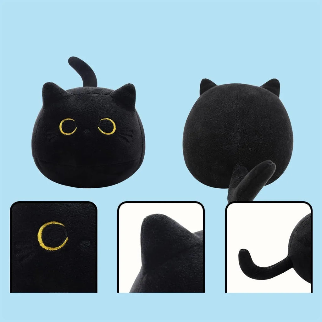 Black cat plush toy stuffed animal with soft pillow design for napping and decoration