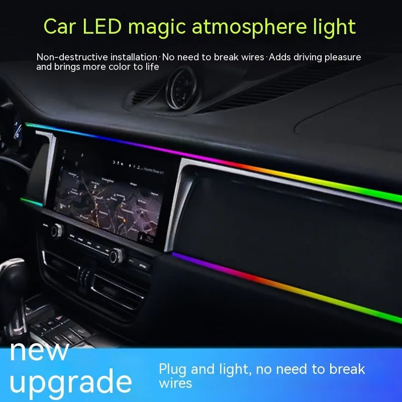 Car atmosphere LED light bar in MMA housing, 3W 5V magic colour, universal hidden modification with optional foot lamp