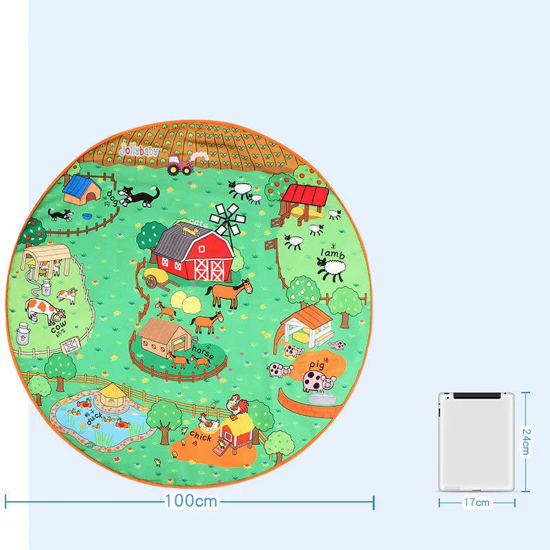 Baby play blanket with animal print design for crawling and tummy time, 1cm thickness