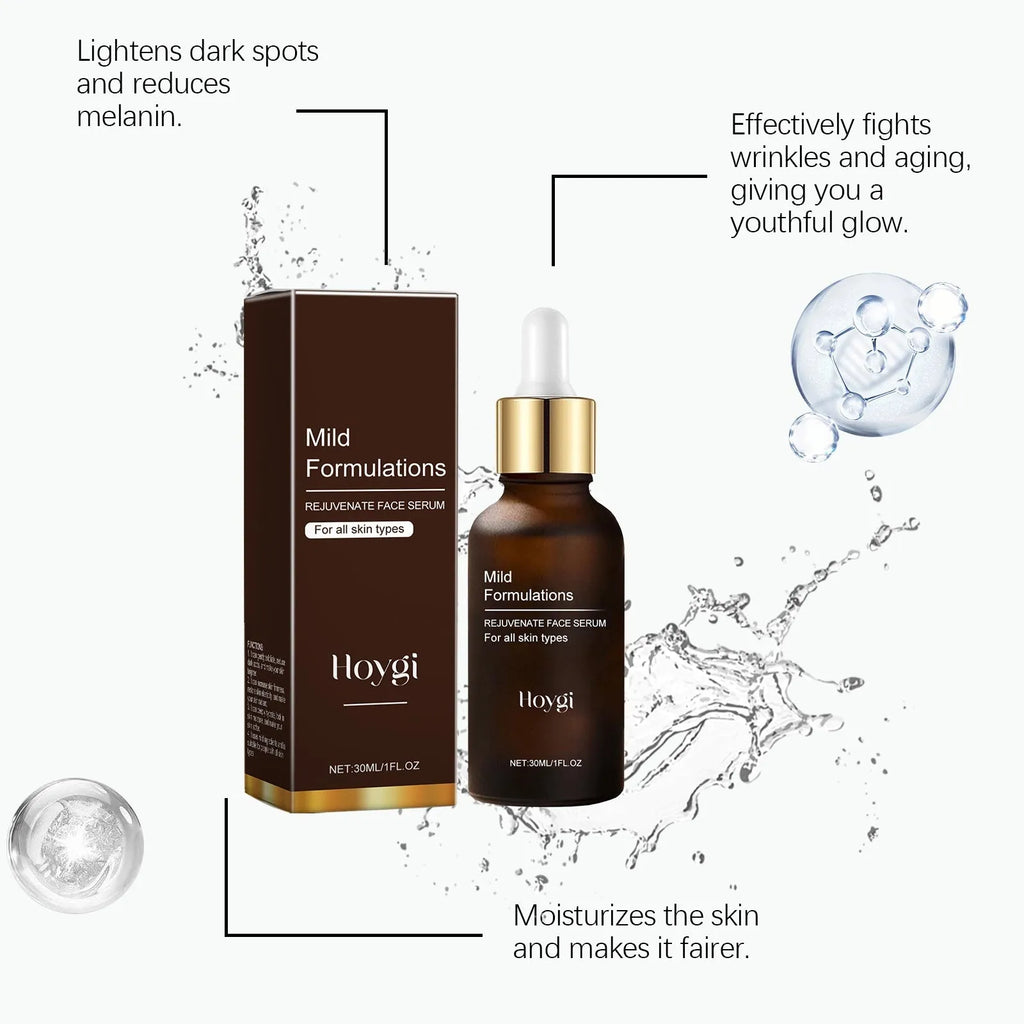30ml facial skin care essence bottle measuring 2.8 x 2.8 x 10.3 cm with hyaluronic acid and vitamin C