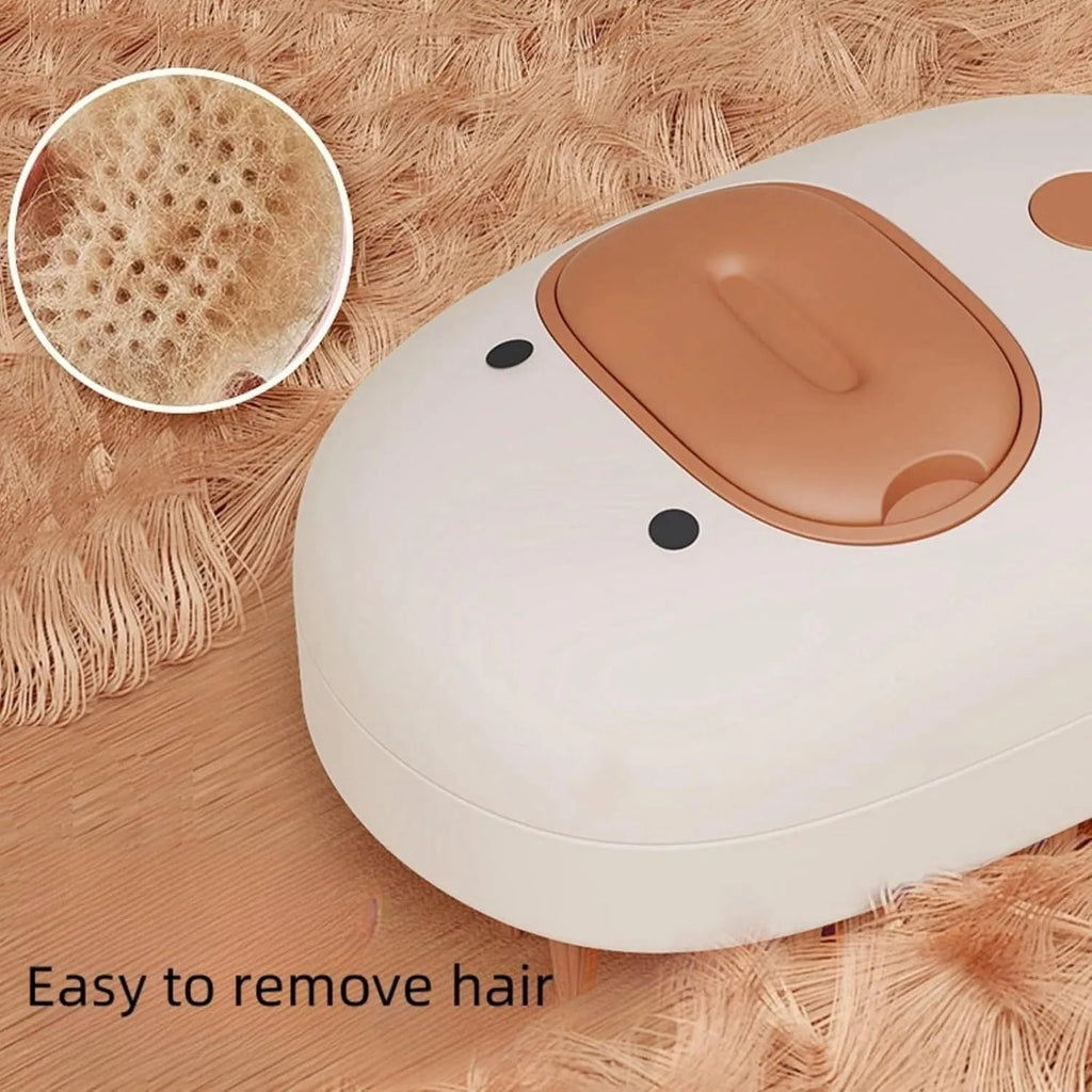 White and yellow pet steam brush with rubber comb teeth and water tank for cats and dogs