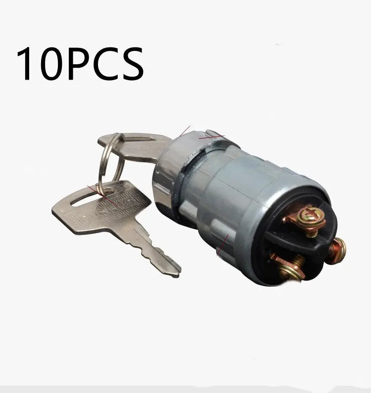 Copper car ignition lock with key for trucks and agricultural vehicles