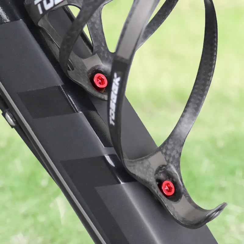 Metal bicycle water bottle holder screw for MUQZI cages, shown in yellow, red, purple, green, blue, black and silver.