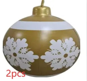 Large 60cm diameter inflatable PVC Christmas decoration ball in bright colours for outdoor use.