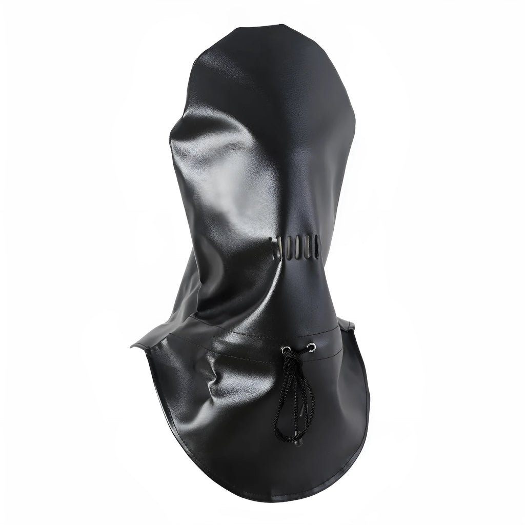 Black PU leather adjustable training mask with straps for adult role play
