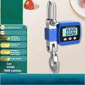 Electronic hook scale digital display showing weight measurement with metal hook