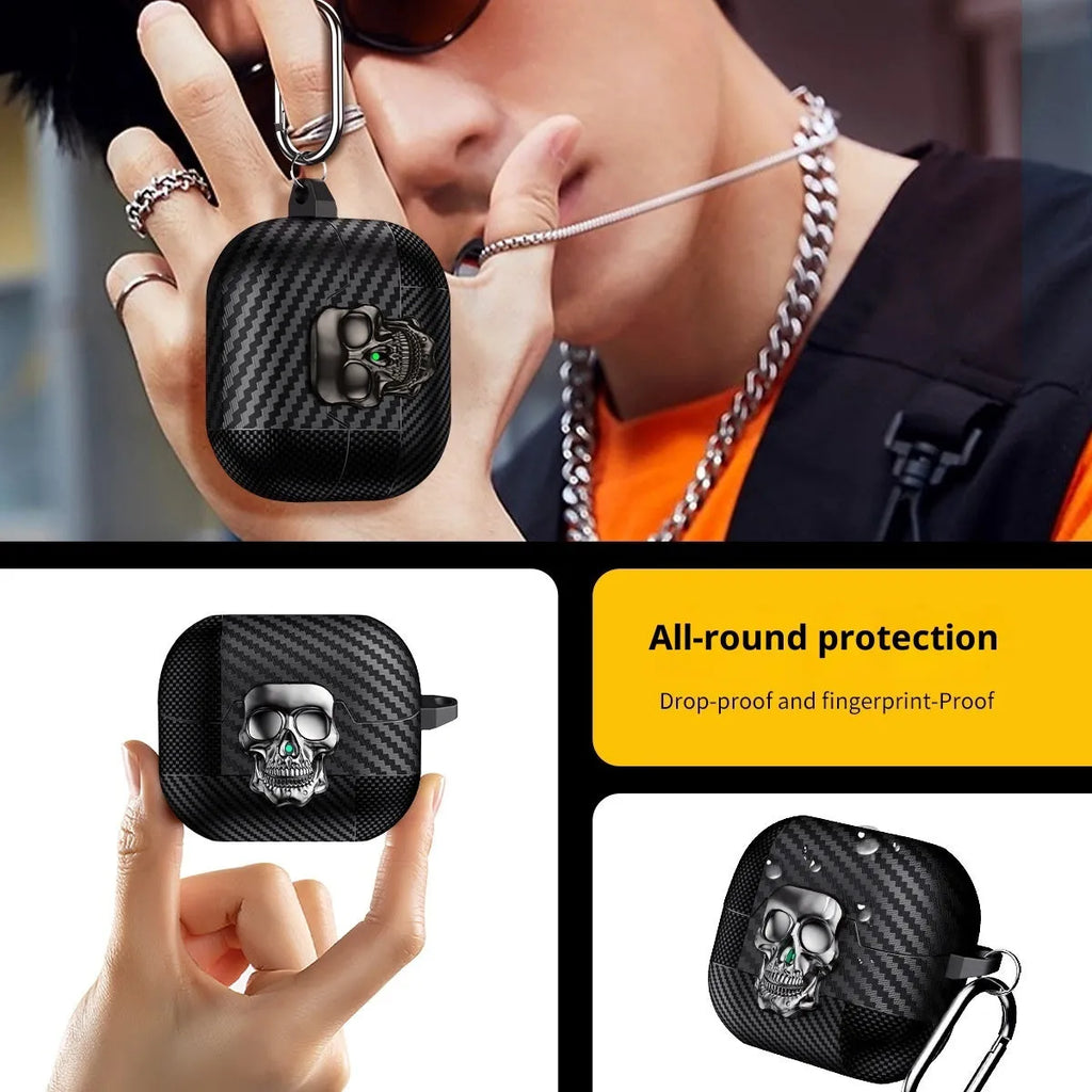 Carbon fibre Bluetooth earphone case with lock buckle for Samsung Buds3 to Buds3pro in black, bronze, gray, gold