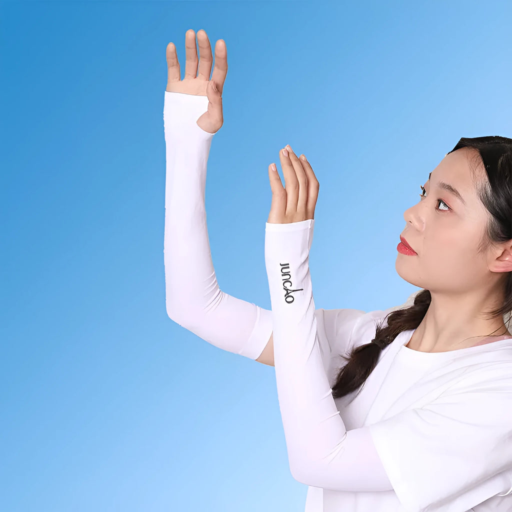 Unisex open finger driving ice sleeves showing nylon construction and colour options