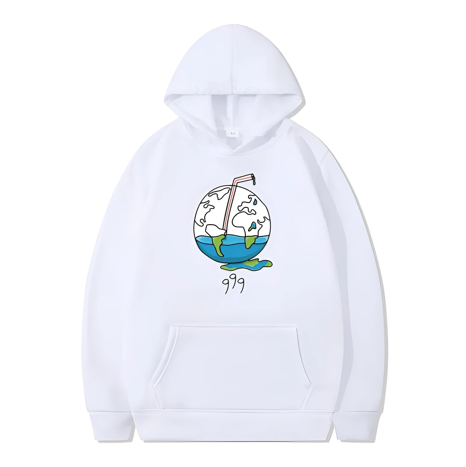 Printed cotton blend hoodie for men in loose fit with hood, long sleeves, and side pockets
