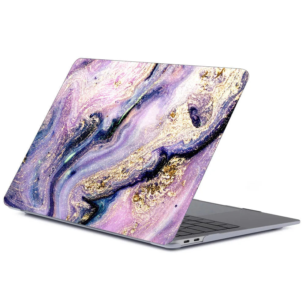 Marbled frosted notebook protective case for Apple MacBook, blue gold colour, with German PC material and high-definition print