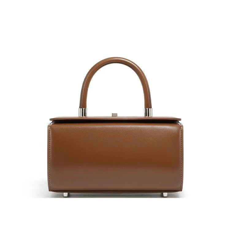 Leather women's crossbody bag with clamshell design in urban simplicity style