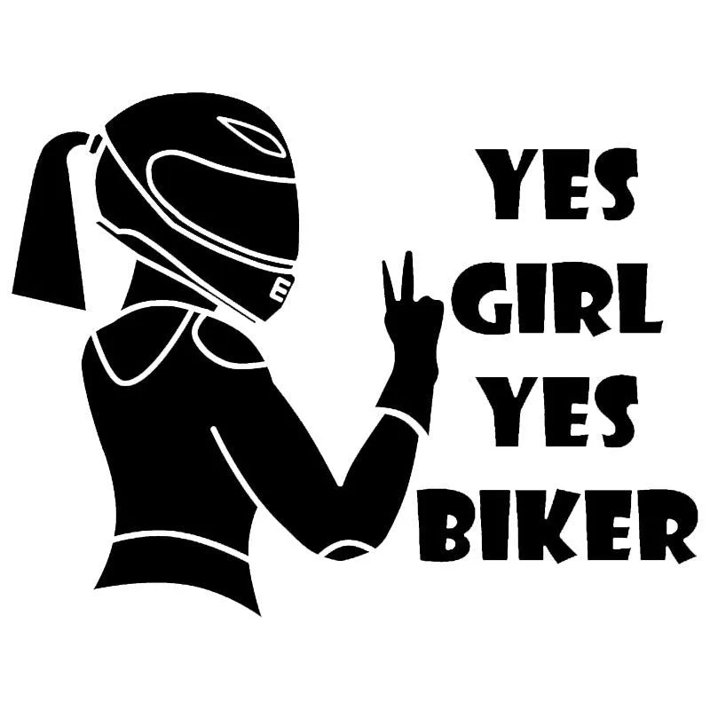Cool Girl Rider character car decorative waterproof sticker in black, white, and laser colours