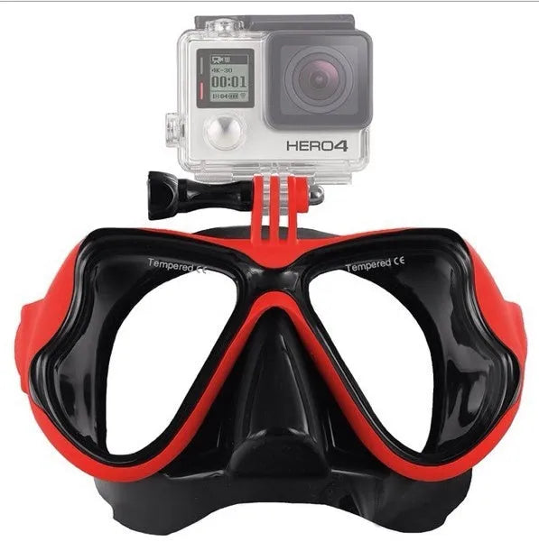 Sports DV diving glasses with camera mount for GoPro and action cameras, available in yellow red blue black
