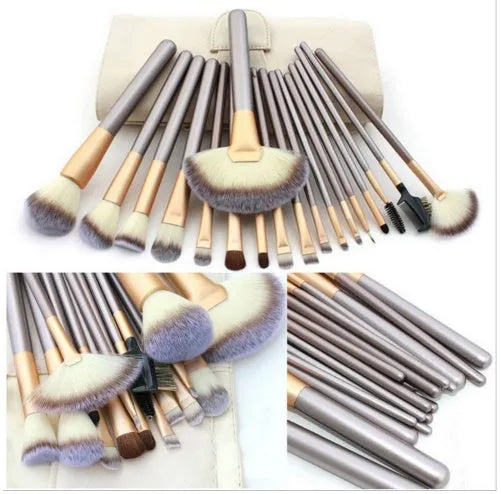 Persian make-up brush set with rice white synthetic bristles and champagne coloured handles