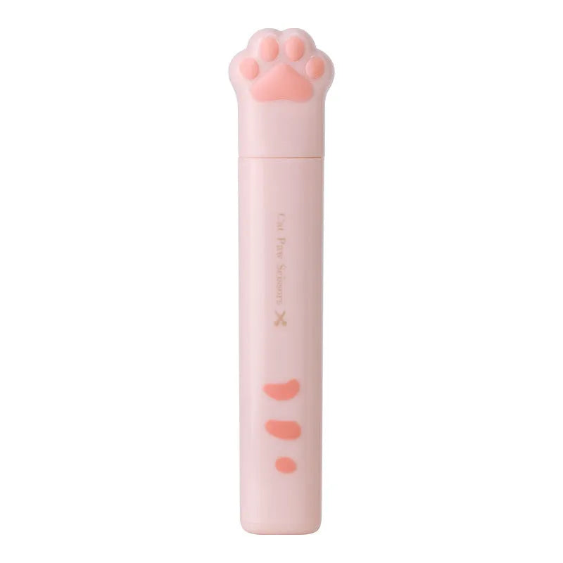 Cat paw design mini folding safety scissors in four colour options showing compact 8.7cm size