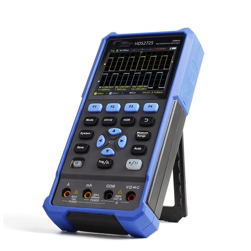 Handheld digital oscilloscope with probe and accessories for automotive electrical testing