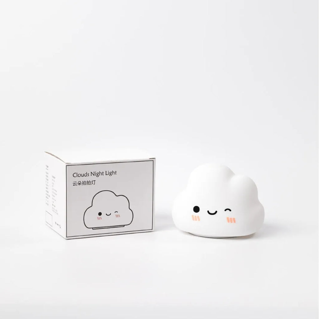 White cloud silicone bedside ambience lamp with compact 115x86x94mm dimensions