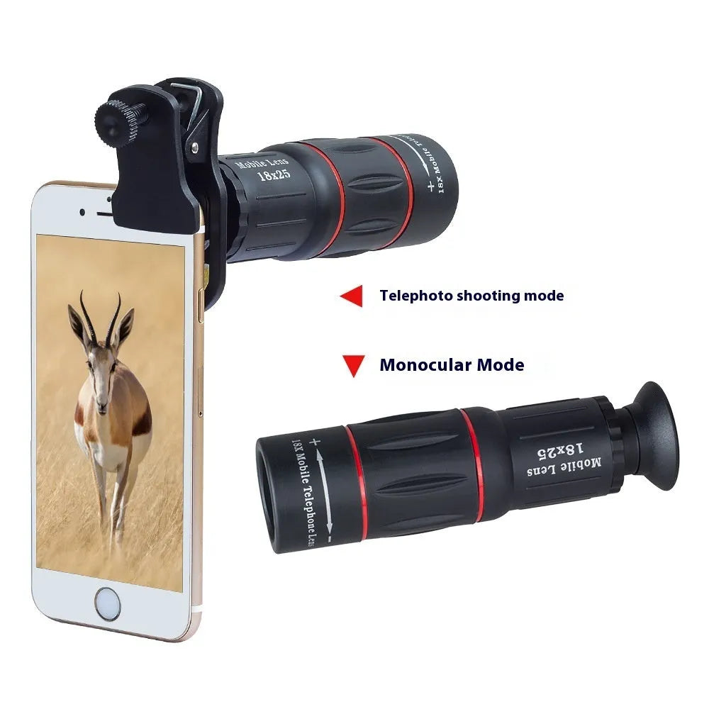 18x high-definition external telephoto lens for mobile phones with waist pack and accessories