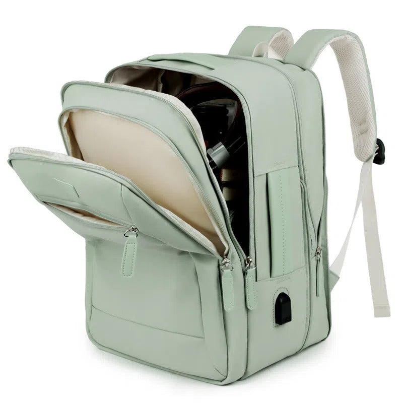 Women's multi-functional large capacity business bag in Oxford cloth, solid colour, beige option