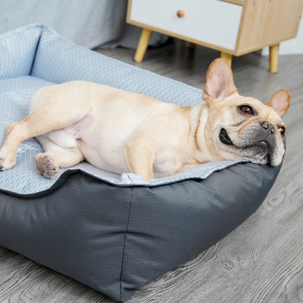 Soft dog bed in cave style with removable cover, available in three sizes S M L