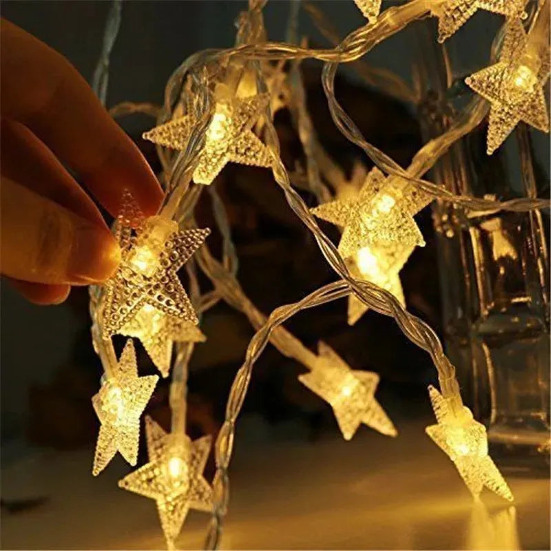 3-metre LED star light string with 20 warm white glass bulbs for outdoor holiday decoration