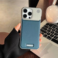 Aromatherapy leather magnetic phone case for iPhone, frameless hard PC cover in Black, Gray, Blue, Brown or Gold.