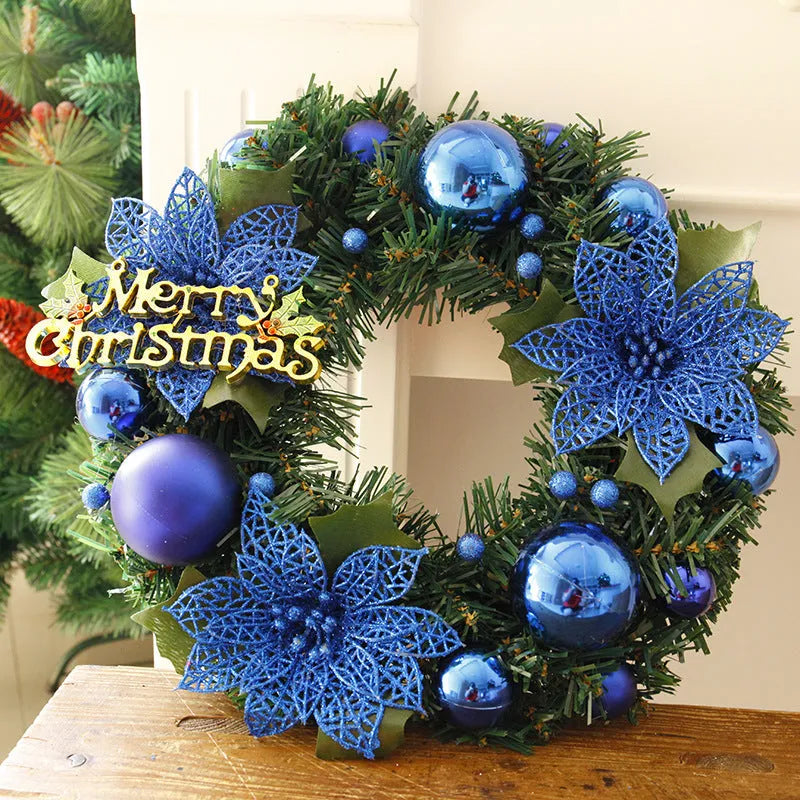 30cm multicolour plastic Christmas wreath decoration for door and garden