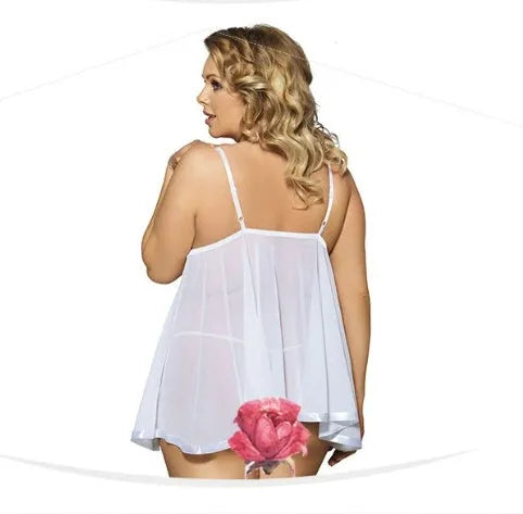 Women's polyester sleepdress with mesh and lace detailing in purple colour, size 6XL
