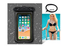 Orange waterproof phone pouch with a black ABS switch and long white neck rope.