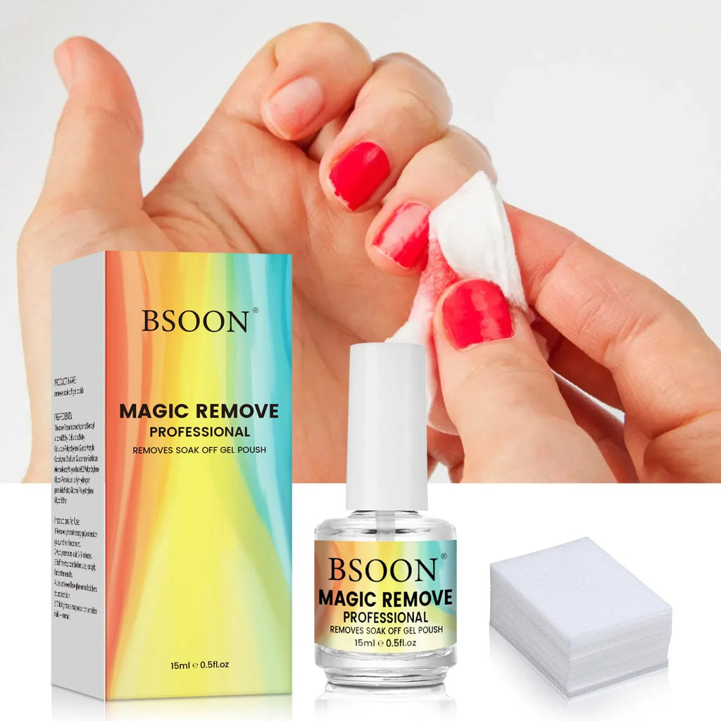 Nail dispergator 15ml bottle with cotton cloth for removing fake nails and nail polish glue