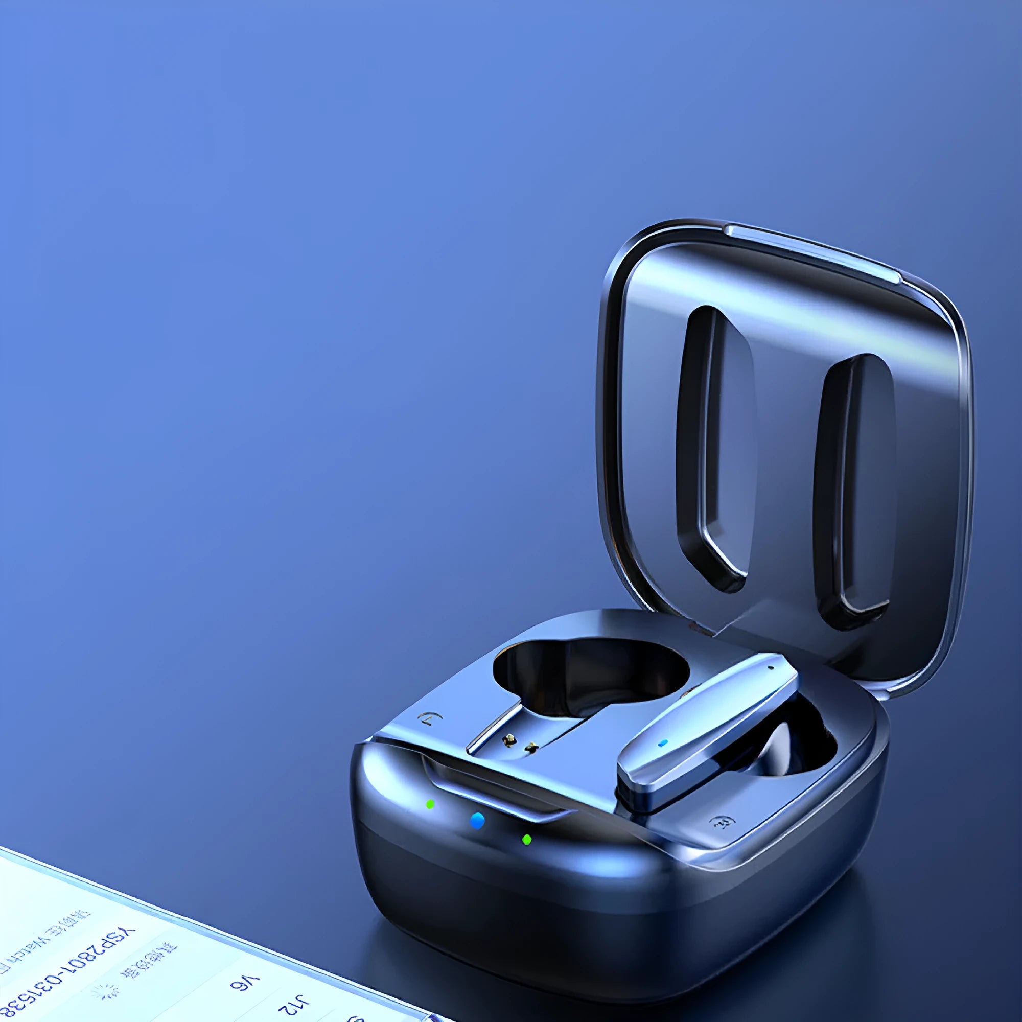 Black and white TWS Bluetooth 5.0 wireless earbuds with charging case and USB cable