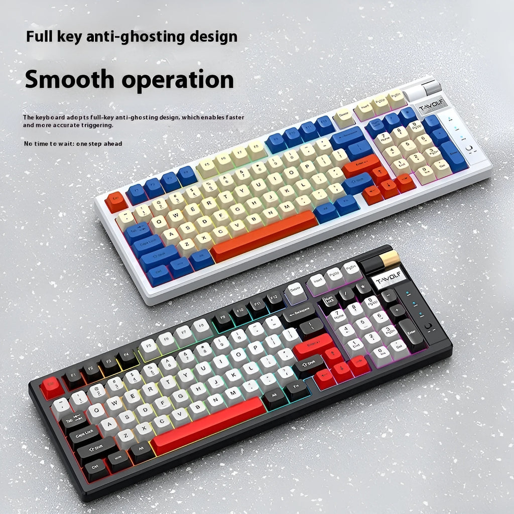 Bluetooth mechanical keyboard with USB receiver and charging cable for desktop computers