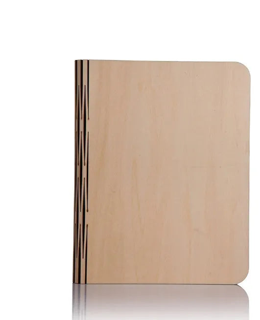 Solid wood USB-powered book light in three size options on a wooden table.
