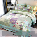 Pure cotton flower-spliced bedding three-piece set on a 2.0m bed with pillowcases