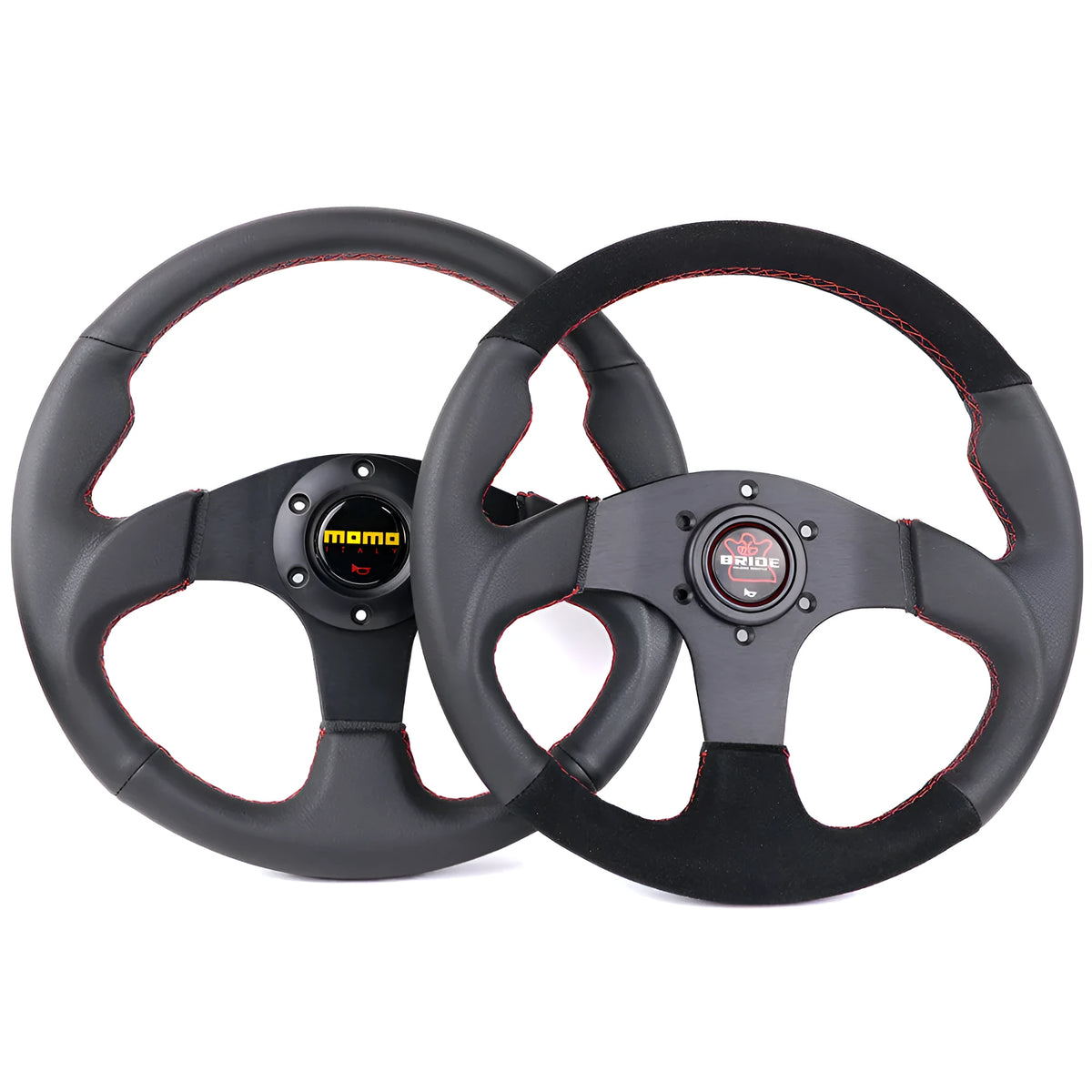 13 inch Bride microfiber leather car steering wheel, 345mm flat plate, black bracket, 70mm screw hole spacing