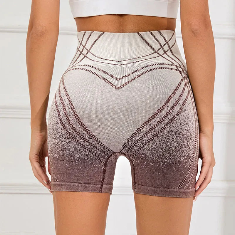 Women's high waisted black gradient fitness shorts with Spider-Man Monsters Inc design for yoga and running