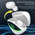 Wireless Bluetooth headset with digital display, in-ear design, touch control, black or white colour, USB 3.0 interface.