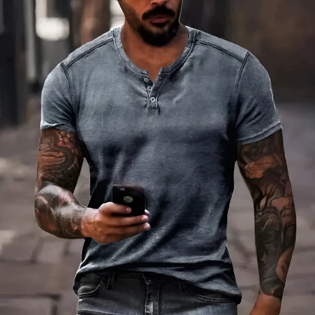 Men's short sleeve casual shirt with lapel button collar in polyester bird's eye cloth for summer sports