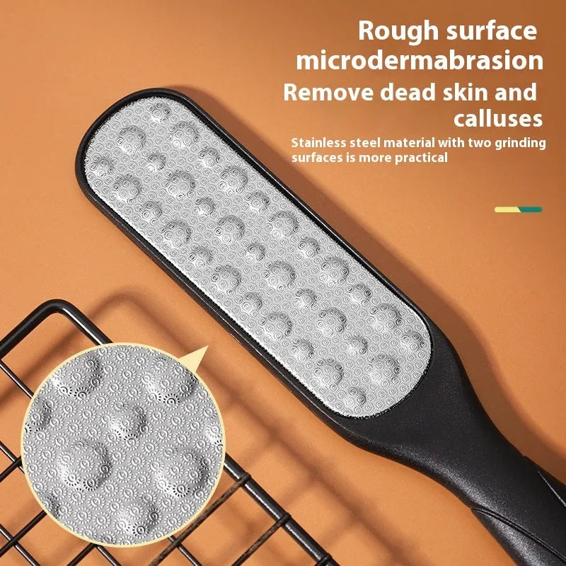 Double-sided stainless steel foot grinder for callus removal in black and white colour options