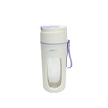Portable electric juicer cup with USB cable in fresh orange, grass green, or light purple colour.