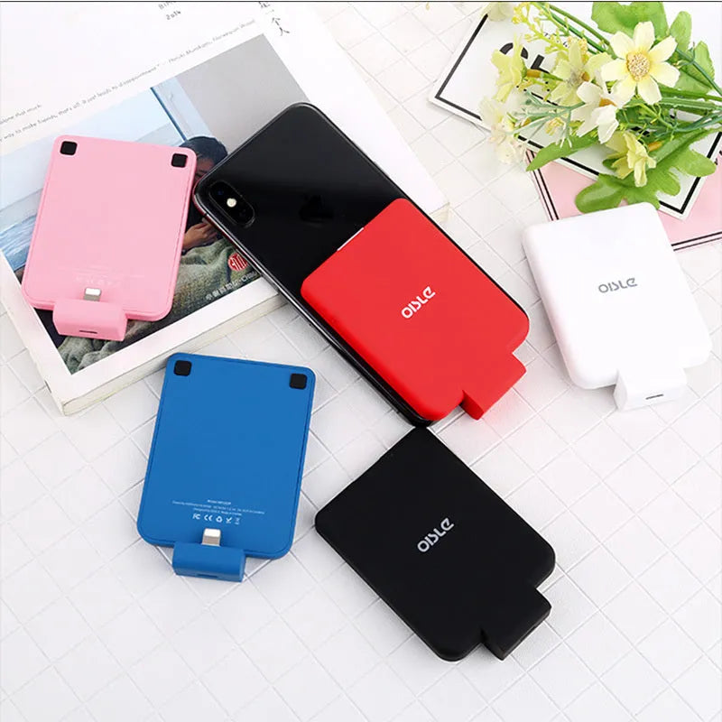 Back clip battery portable charger with magnetic clip in multiple colours