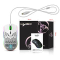J900 lightweight honeycomb shell wired gaming mouse with RGB lighting, black colour, 6 buttons and 150cm cable
